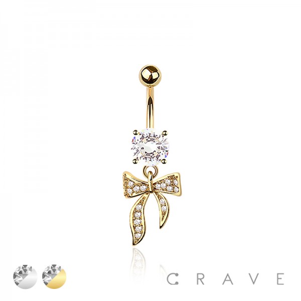 316L SURGICAL STEEL MULTI CZ RIBBON FLARE BELLY BUTTON NAVEL RING 